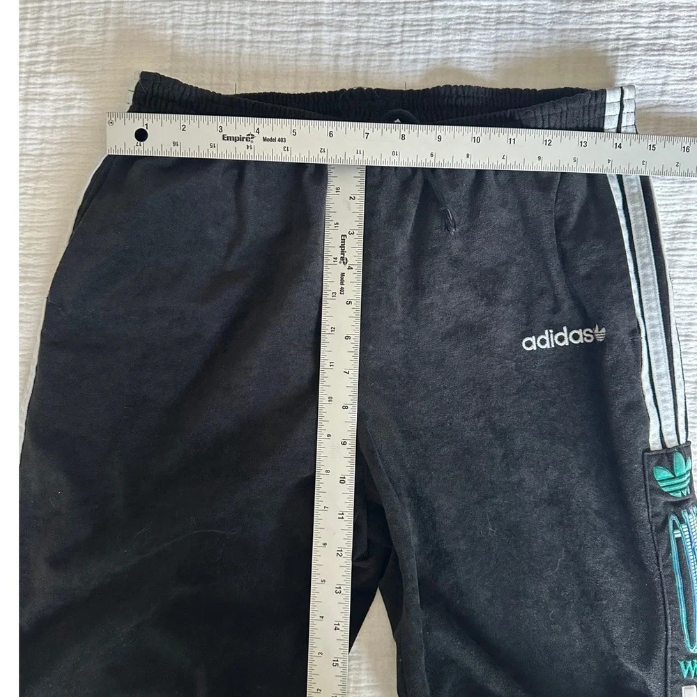 Vintage 90s Adidas Trefoil Triacetate Tracksuit Set Jacket Pants Black Teal‎ M/L